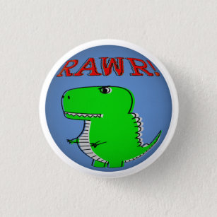 Cute and Angry Cartoon T-Rex RAWR Button