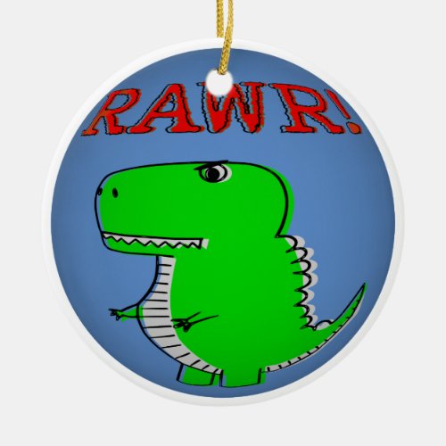 Cute and Angry Cartoon T_Rex RAWR Ceramic Ornament