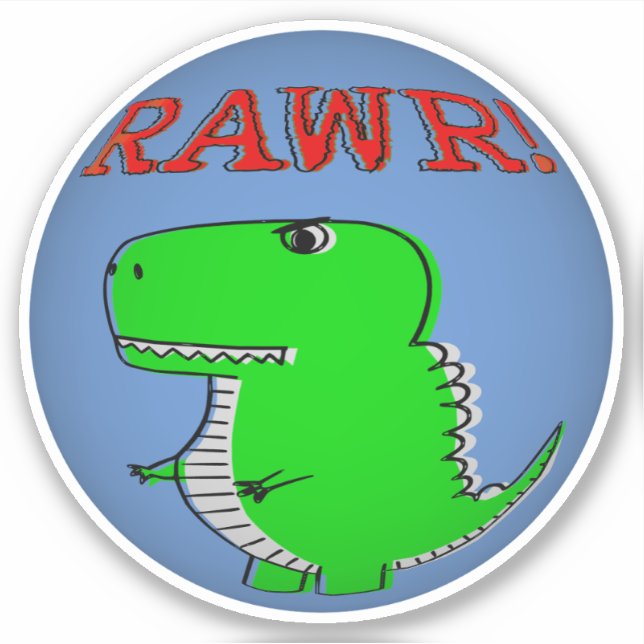 Cute and Angry Cartoon T-Rex RAWR Sticker (Front)