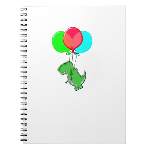 Cute And Angry Dino Flying With Party Balloons Notebook