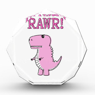 Cute And Angry Pink Cartoon T-Rex Dinosaur Acrylic Award