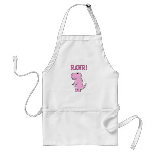 Cute And Angry Pink Cartoon T-Rex Dinosaur Adult Apron