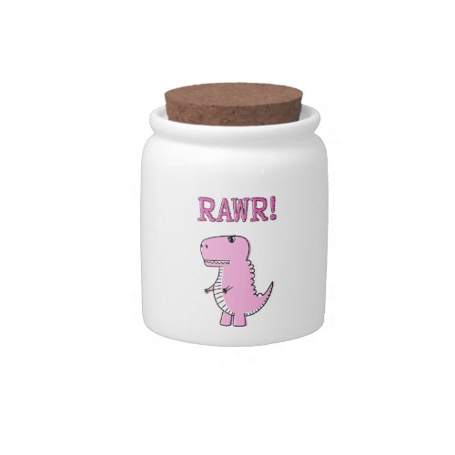 Cute And Angry Pink Cartoon T_Rex Dinosaur Candy Jar