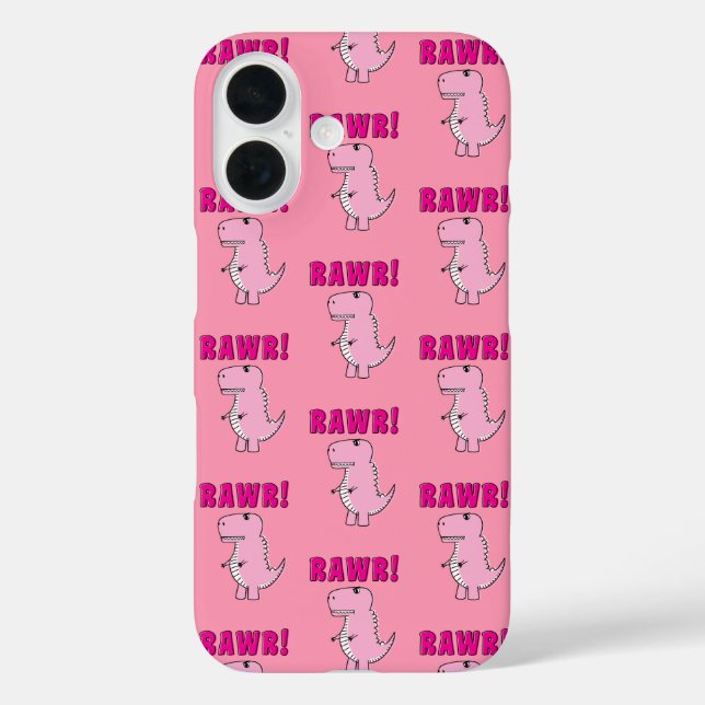 Cute And Angry Pink Cartoon T-Rex Dinosaur Case-Mate iPhone Case (Back)