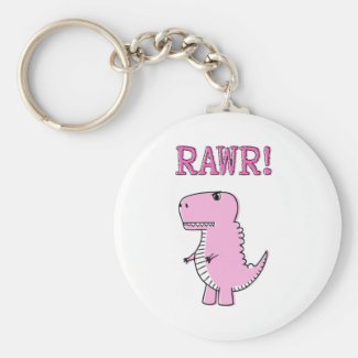 Cute And Angry Pink Cartoon T-Rex Dinosaur Keychain