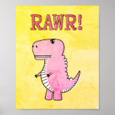 Funny T-rex Dinosaur Jumping Hurdles Cartoon Poster for Sale by  naturesfancy