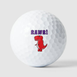 Cute And Angry Red Cartoon T-Rex Dinosaur Golf Balls