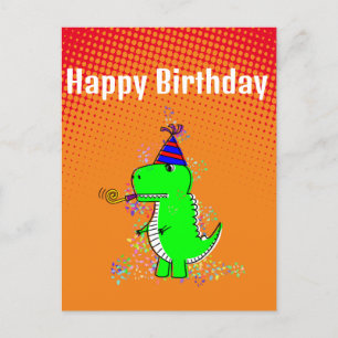 Cute and Angry T-Rex Dino Gradient Postcard