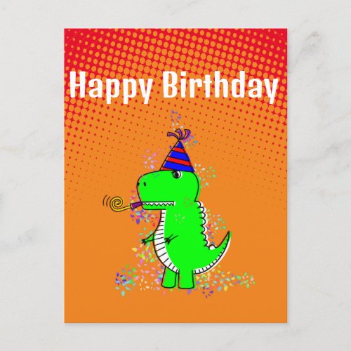 Cute and Angry T_Rex Dino Gradient Postcard