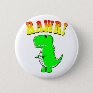 Cute and Angry T-Rex RAWR Groovy Text Button