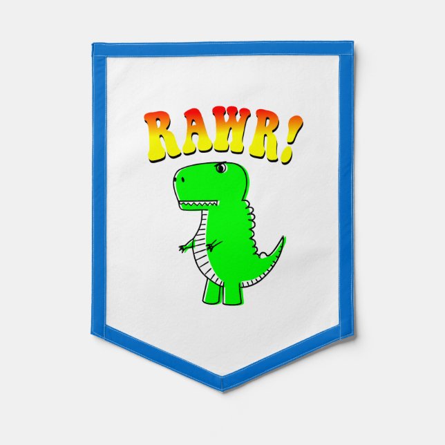 Cute and Angry T-Rex RAWR Groovy Text Pennant (Front)