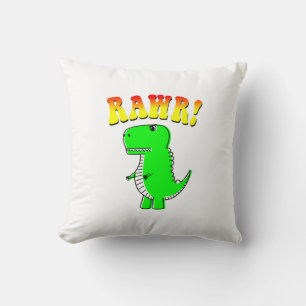 Cute and Angry T-Rex RAWR Groovy Text Throw Pillow