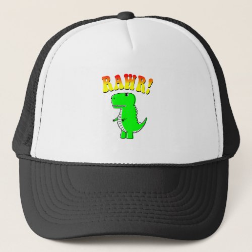 Cute and Angry T_Rex RAWR Groovy Text Trucker Hat
