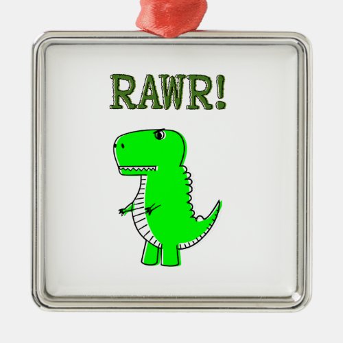 Cute and Angry T_Rex RAWR Metal Ornament