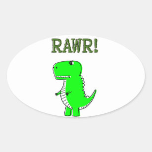 Cute and Angry T-Rex RAWR Oval Sticker