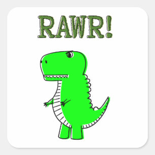 Cute and Angry T-Rex RAWR Square Sticker