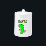 Cute and Angry T-Rex RAWR Teapot<br><div class="desc">Cute angry cartoon t-rex! Original cartoon design.  Rawr!</div>