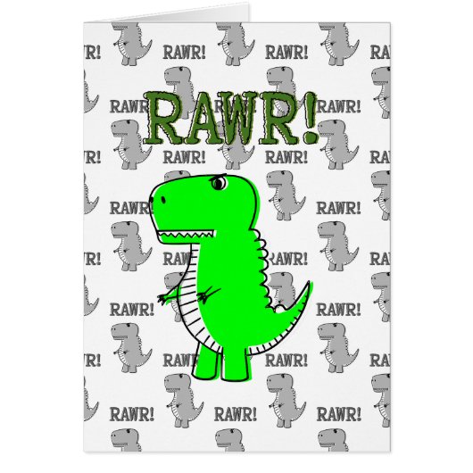 Cute and Angry T-Rex With Black And White Pattern Cards (Front)