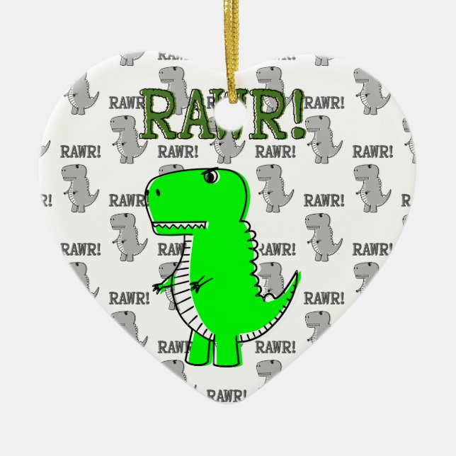 Cute and Angry T-Rex With Black And White Pattern Ceramic Ornament (Front)