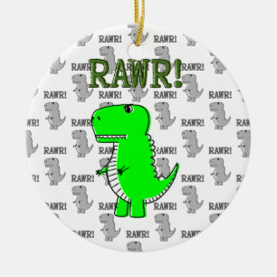 Cute and Angry T-Rex With Black And White Pattern Ceramic Ornament