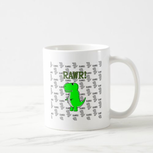 Cute and Angry T_Rex With Black And White Pattern Coffee Mug