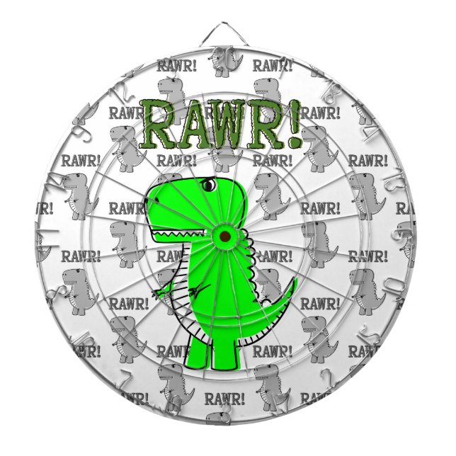 Cute and Angry T-Rex With Black And White Pattern Dartboard (Front)