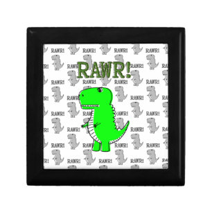 Cute and Angry T-Rex With Black And White Pattern Jewelry Box