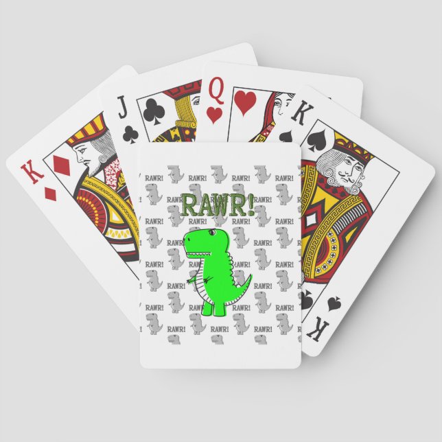 Cute and Angry T-Rex With Black And White Pattern Poker Cards (Back)