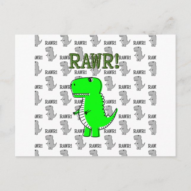 Cute and Angry T-Rex With Black And White Pattern Postcard (Front)