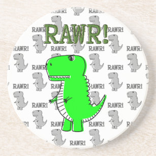 Cute and Angry T-Rex With Black And White Pattern Sandstone Coaster
