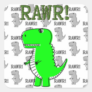 Cute and Angry T-Rex With Black And White Pattern Square Sticker