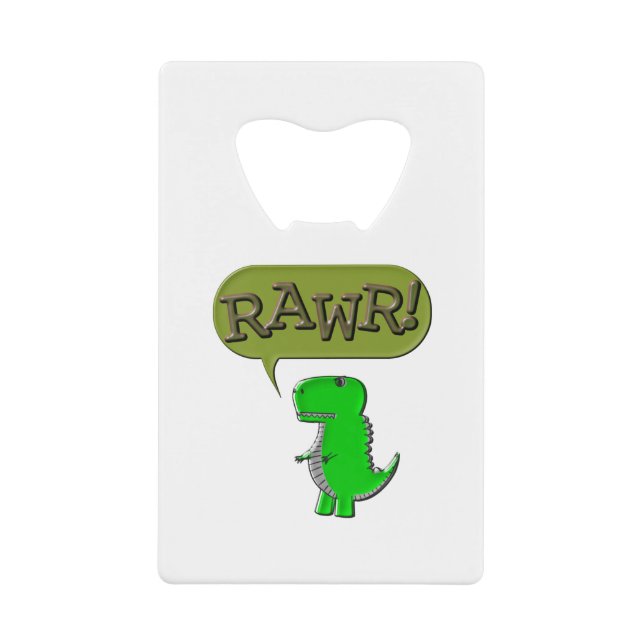 Cute And Angry Toy Dinosaur Credit Card Bottle Opener (Front)