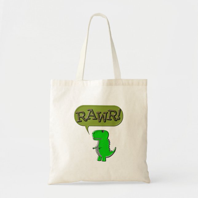 Cute And Angry Toy Dinosaur Tote Bag (Front)