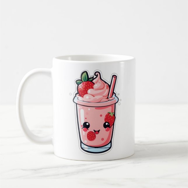 cute and beautiful kawaii strawberry milk coffee mug (Left)