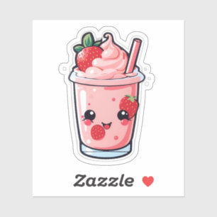 cute and beautiful kawaii strawberry milk sticker