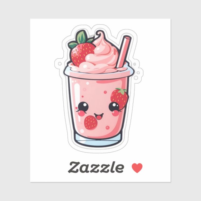 cute and beautiful kawaii strawberry milk sticker (Sheet)