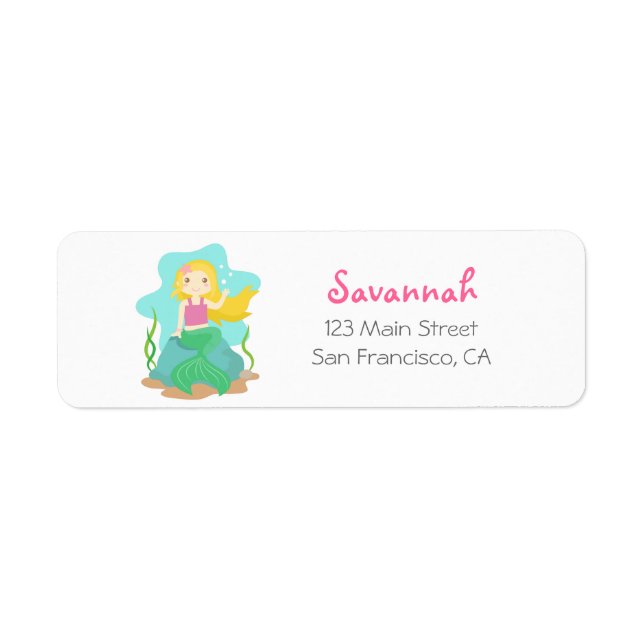 Cute and Beautiful Mermaid, for Girls Label (Front)
