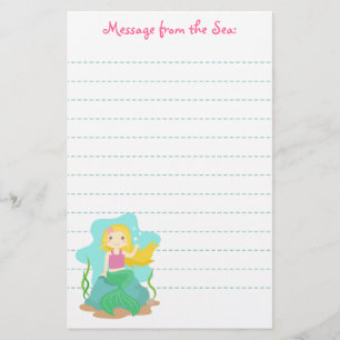 Cute and Beautiful Mermaid, for Girls Stationery