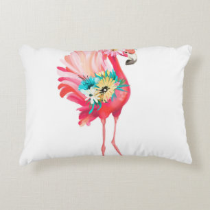 Cute and beautiful pink flamingo mexican bird with accent pillow