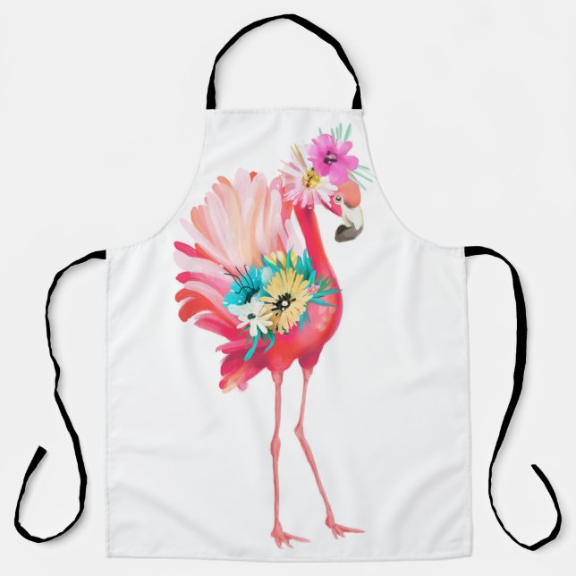 Cute and beautiful pink flamingo mexican bird with apron (Front)