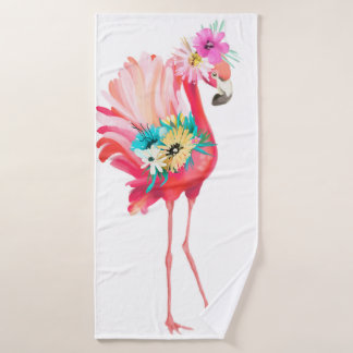 Cute and beautiful pink flamingo mexican bird with bath towel