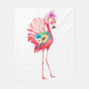 Cute and beautiful pink flamingo mexican bird with fleece blanket