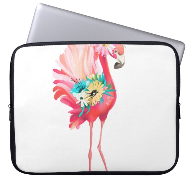 Cute and beautiful pink flamingo mexican bird with laptop sleeve (Front)
