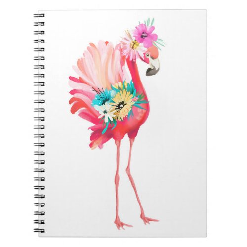 Cute and beautiful pink flamingo mexican bird with notebook
