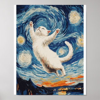 Cute and beautiful white cat poster