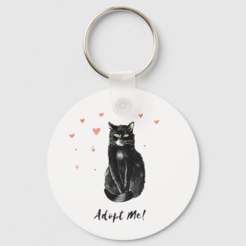 Cute and Black Cat Adopt Me      Keychain