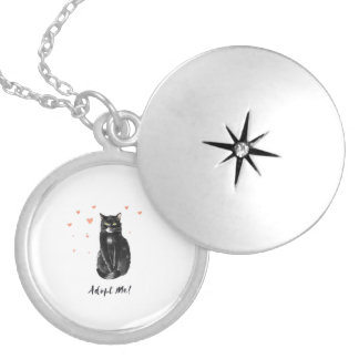 Cute and Black Cat Adopt Me Locket Necklace