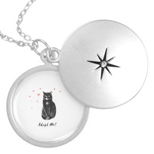 Cute and Black Cat Adopt Me    Locket Necklace