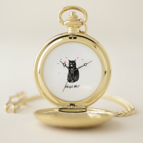 Cute and Black Cat Adopt Me     Pocket Watch