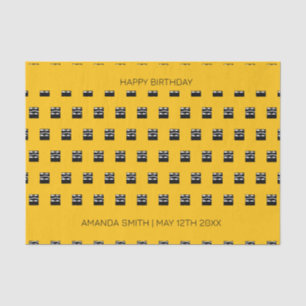 Cute  and Bold Orange, Black and White Birthday Tissue Paper
